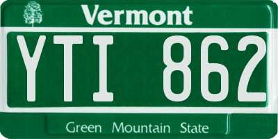 VT license plate YTI862
