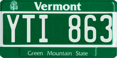 VT license plate YTI863