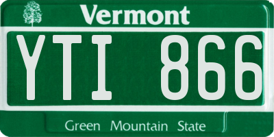 VT license plate YTI866