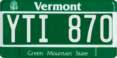 VT license plate YTI870