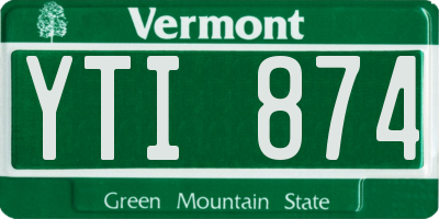 VT license plate YTI874