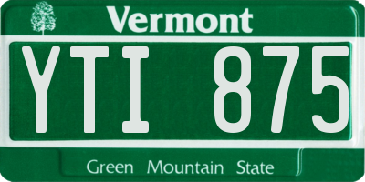 VT license plate YTI875