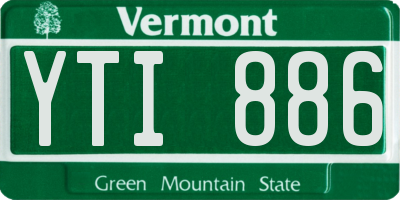 VT license plate YTI886