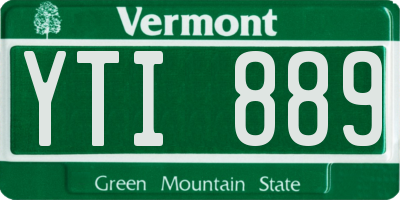 VT license plate YTI889