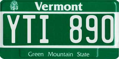 VT license plate YTI890