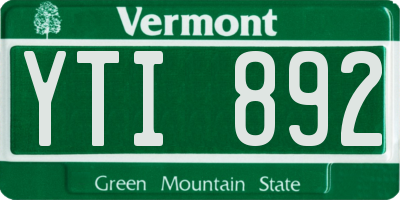VT license plate YTI892