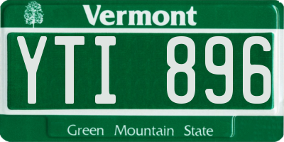 VT license plate YTI896
