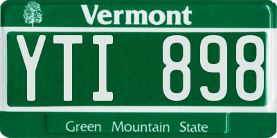 VT license plate YTI898