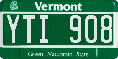 VT license plate YTI908