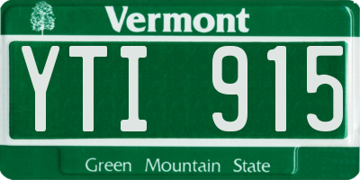 VT license plate YTI915
