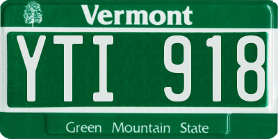VT license plate YTI918