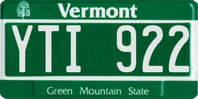 VT license plate YTI922