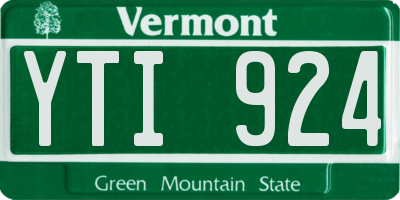 VT license plate YTI924