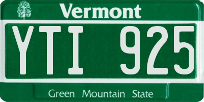 VT license plate YTI925