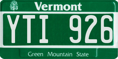 VT license plate YTI926