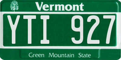 VT license plate YTI927