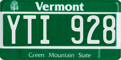 VT license plate YTI928