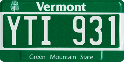 VT license plate YTI931