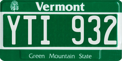 VT license plate YTI932
