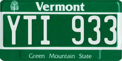 VT license plate YTI933