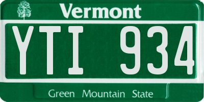 VT license plate YTI934