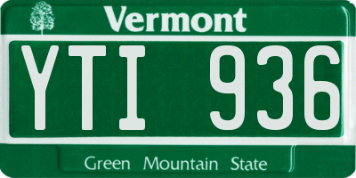 VT license plate YTI936