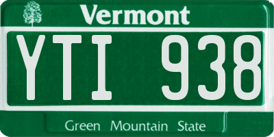 VT license plate YTI938