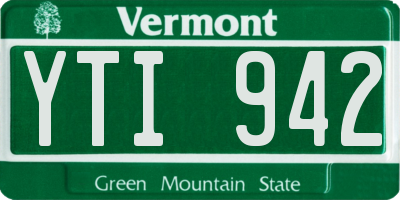 VT license plate YTI942