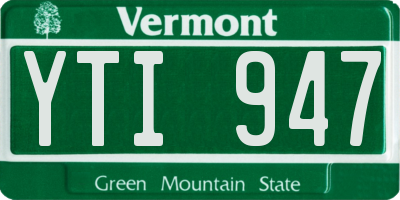 VT license plate YTI947