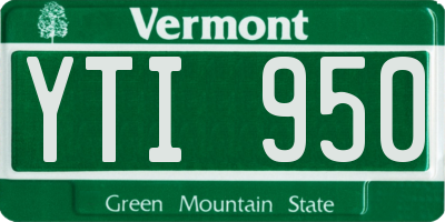 VT license plate YTI950