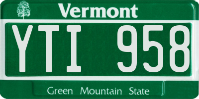 VT license plate YTI958