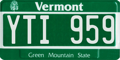 VT license plate YTI959