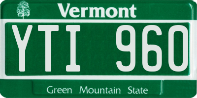 VT license plate YTI960