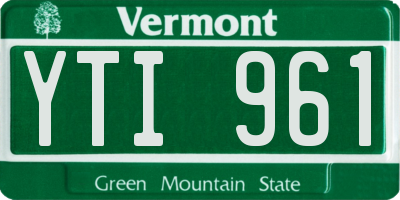 VT license plate YTI961