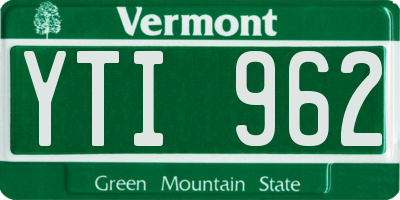 VT license plate YTI962