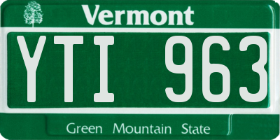 VT license plate YTI963