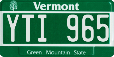VT license plate YTI965