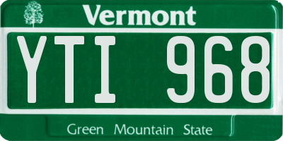 VT license plate YTI968