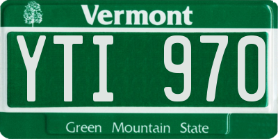 VT license plate YTI970