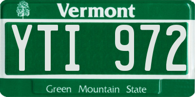 VT license plate YTI972