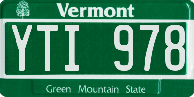 VT license plate YTI978