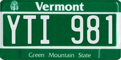 VT license plate YTI981
