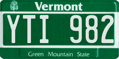 VT license plate YTI982