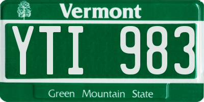 VT license plate YTI983