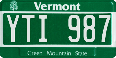 VT license plate YTI987