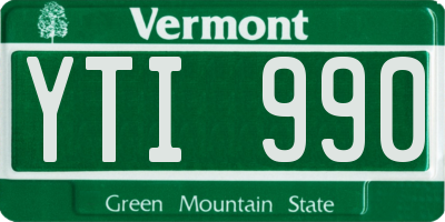 VT license plate YTI990