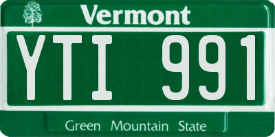 VT license plate YTI991