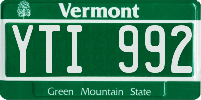 VT license plate YTI992