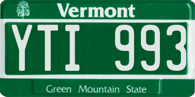 VT license plate YTI993