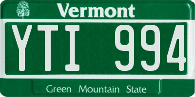 VT license plate YTI994